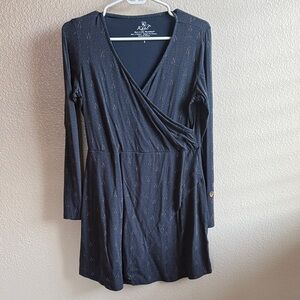 Navy Blue Long Sleeve Wrap Dress